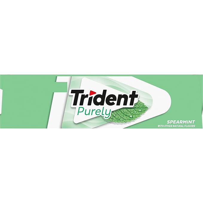 Trident Purely Spearmint Sugar-Free Chewing Gum, 12 Packs of 14 Pieces (168 Total Pieces)