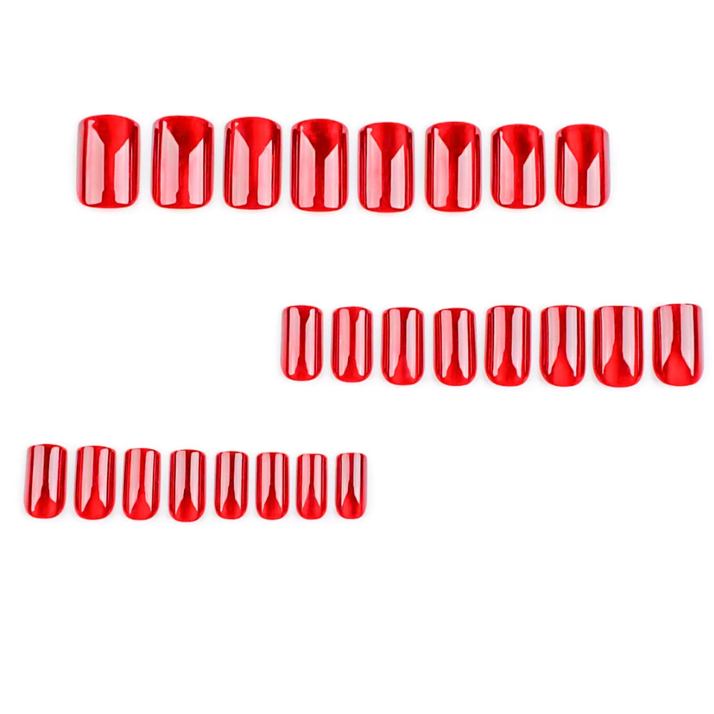 Red Press on Nails Medium Square Fake Nails Wine Red Cat Eye False Nails Glossy Chrome Glue on Nails Shiny Glitter Reusable Artificial Acrylic Nail for Women Girls Manicure 24Pcs