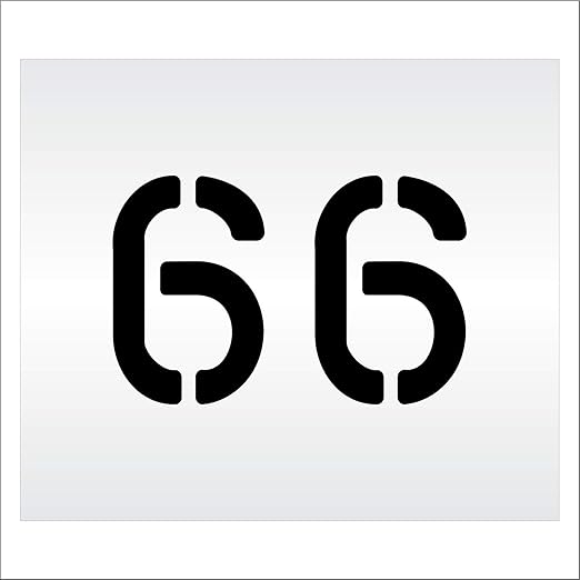 Pavement, Curb, and WheelStop Stencils - 6 inch Double Number Stencil - (66) - 6" x 9" x 1/16" (63 mil) - Light-Duty