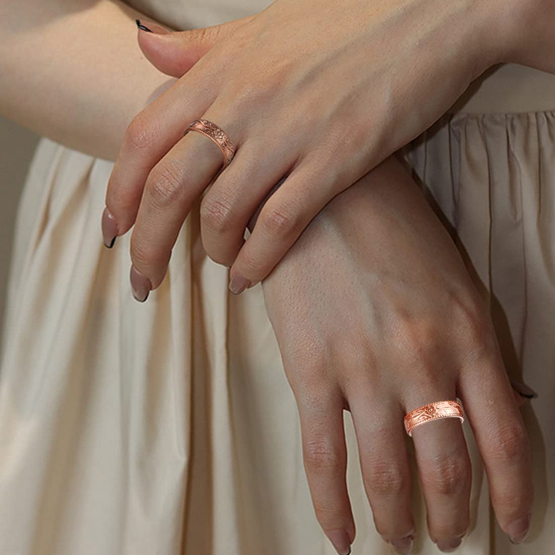 Cigmag 4PCS Copper Rings for Women Pure Copper Magnetic Ring Strong Magnets Adjustable