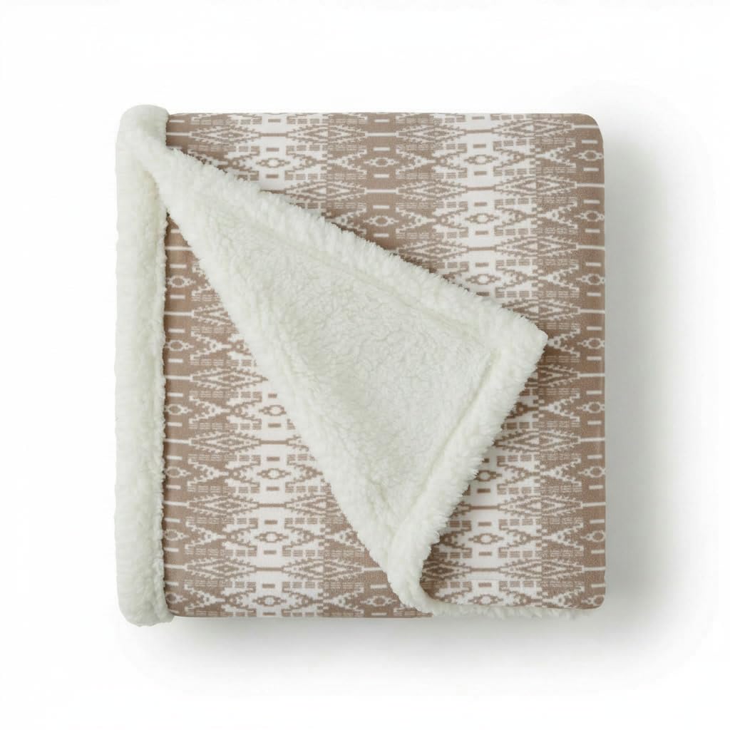 Eddie Bauer - Sherpa Throw Blanket for Couch 50x60 – Ultra Soft Reversible Fleece & Plush Sherpa Blanket, Warm Cozy Geometric Throw for Sofa, Bed, Living Room Decor