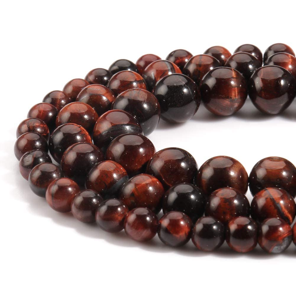 60pcs 6mm Red Tiger Eye Beads Natural Gemstone Beads Round Loose Beads for Jewelry Making