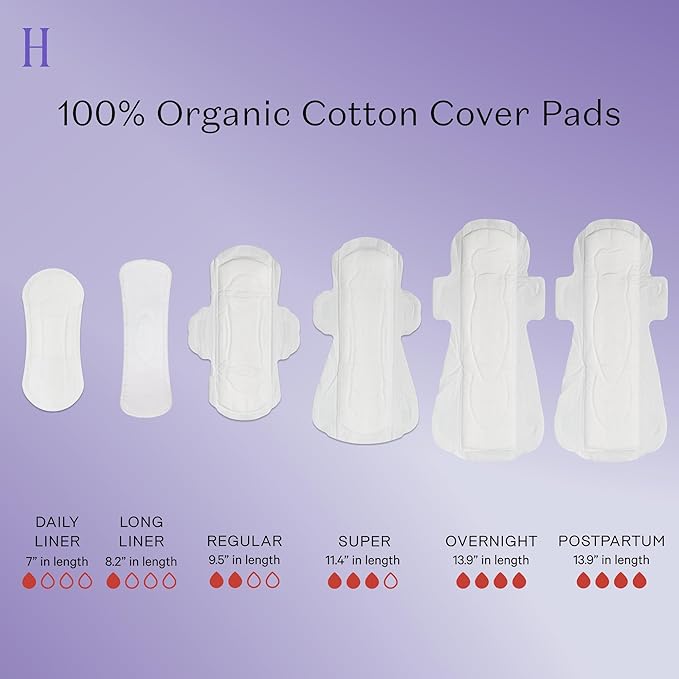 The Honey Pot Company - 64ct - Sanitary Pads for Women - Non-Herbal Super w/Wings - Organic - Cotton Cover, & Ultra-Absorbent Pulp Core - Feminine Care - FSA & HSA