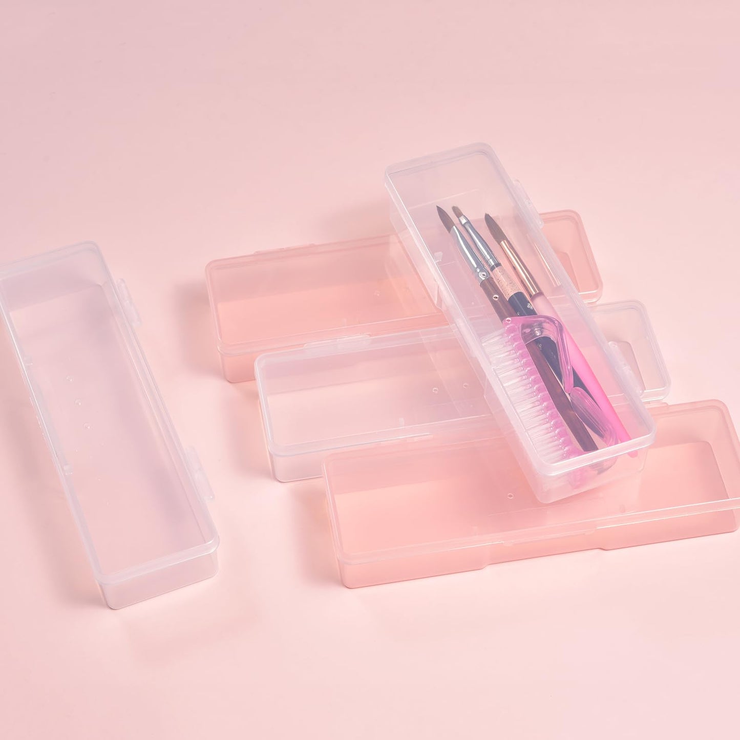 siyuwuro 4Pcs Transparent Storage Boxes For Nail Tool Professional Pedicure Manicure Tools Set Plastic Nail Art Tool Box Storage Case Nail Supplies, White