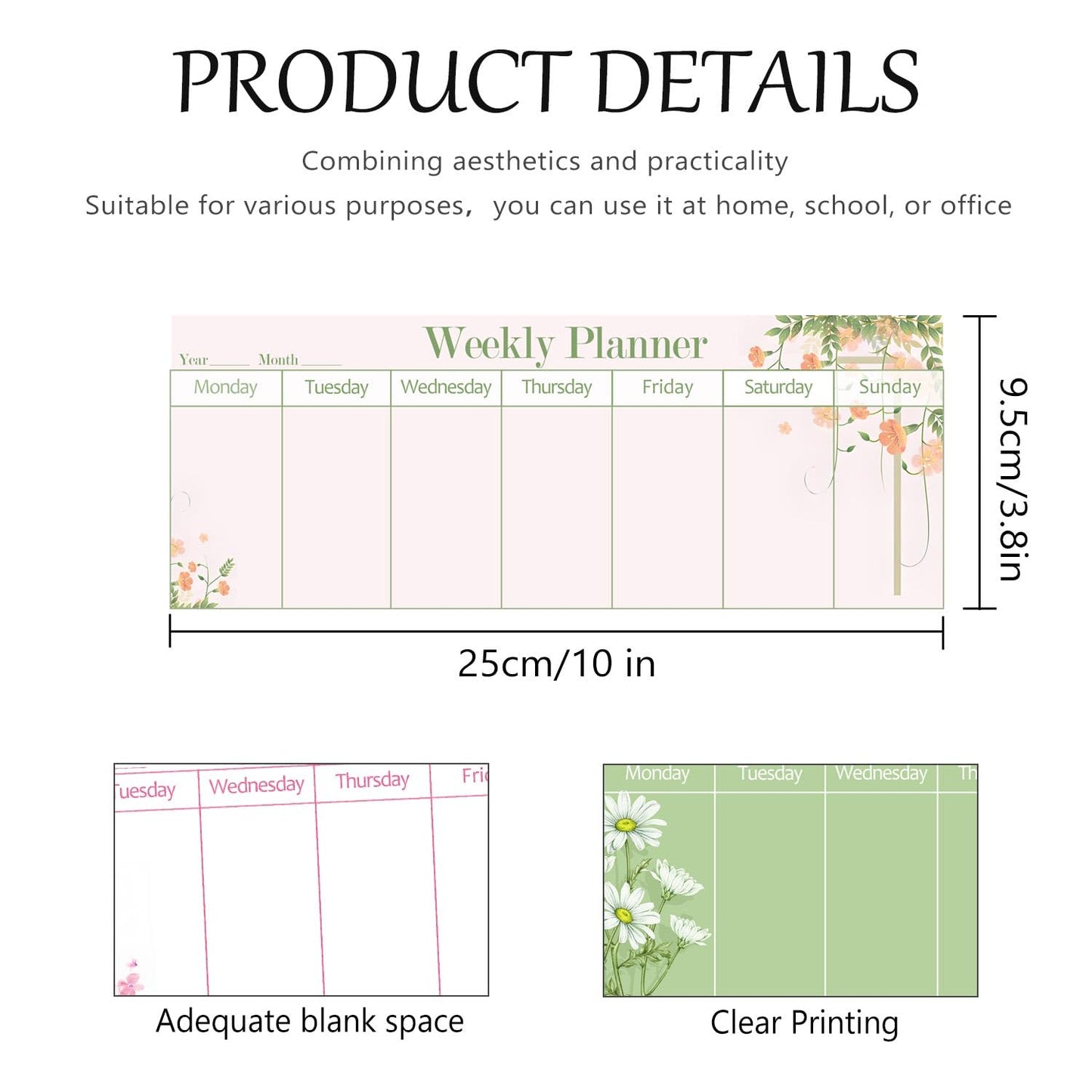 120 Sheets Weekly Planner Notepad Weekly Calendar Pad 3.8x10 Inch-To Do List Notepad Desk Schedule Planner for Student Habit Tracker Reminder Office School