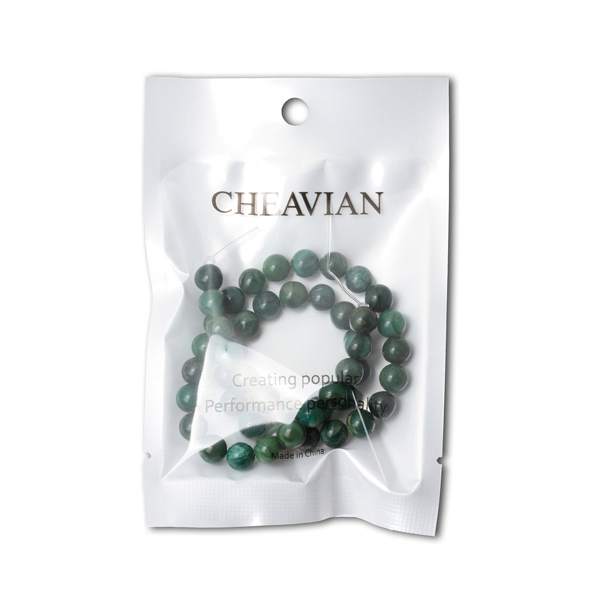 CHEAVIAN 45PCS 8mm Natural Verdite Stone African Jade Gemstone Round Loose Beads for Jewelry Making DIY Findings 1 Strand 15"