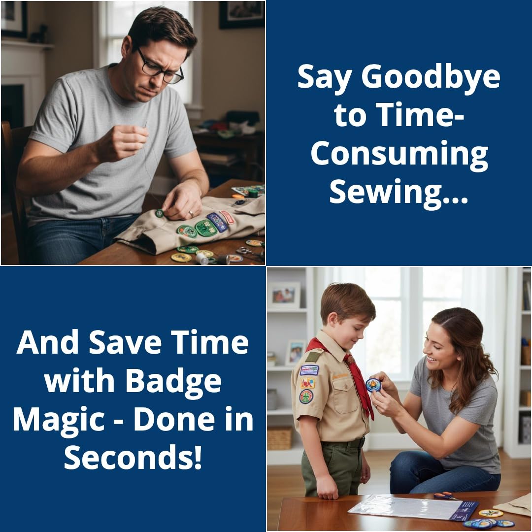 Badge Magic Patch Adhesive – No Sew, No Iron Double-Sided Fabric Tape for Patches & Badges – DIY Solution for Uniforms, Vests, Backpacks – Washer Safe, Made in USA