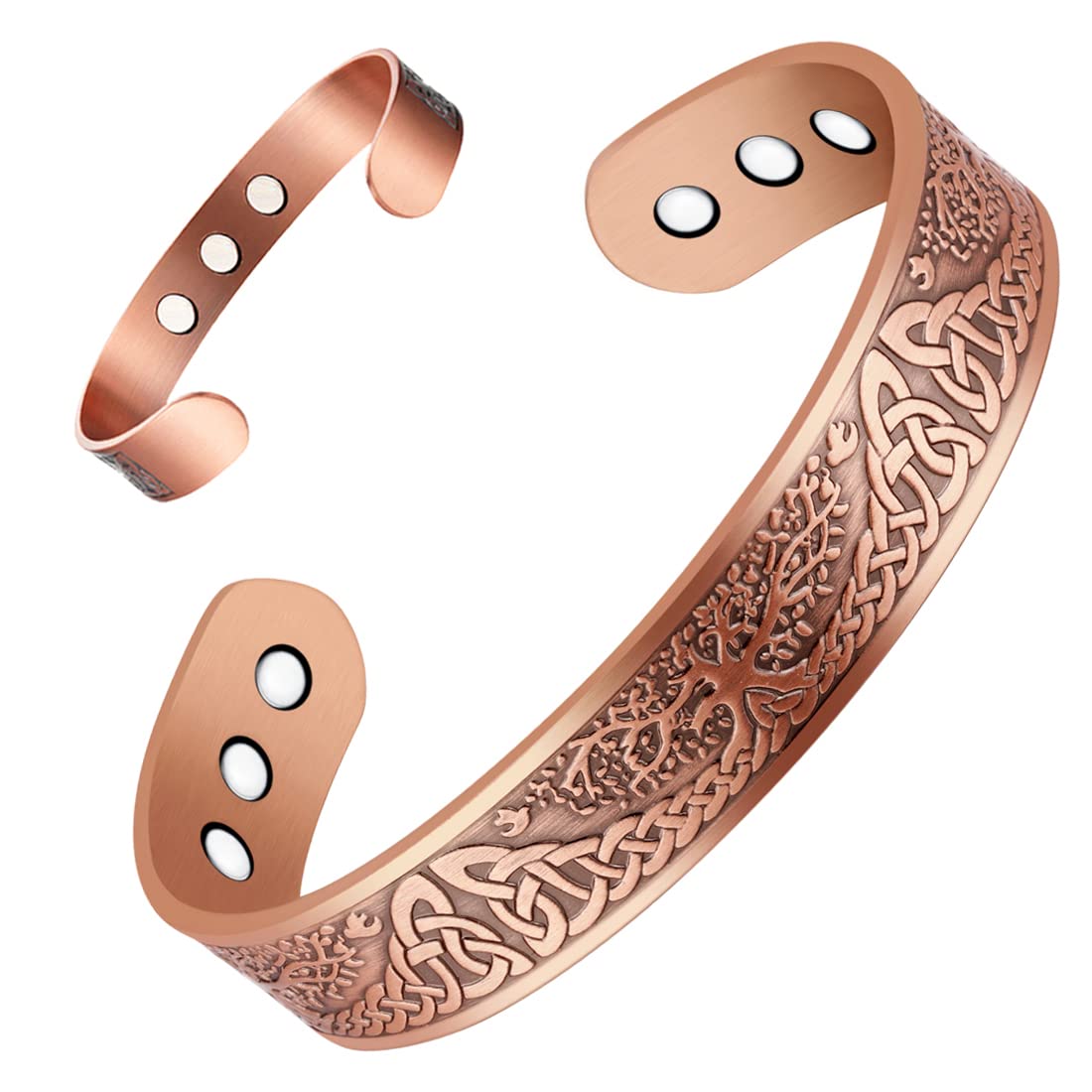 Vicmag Copper Magnetic Bracelet for Men Magnetic Bracelets 9X Ultra Strength Magnets Tree of Life Pattern Adjustable 99.9% Solid Pure Copper Present