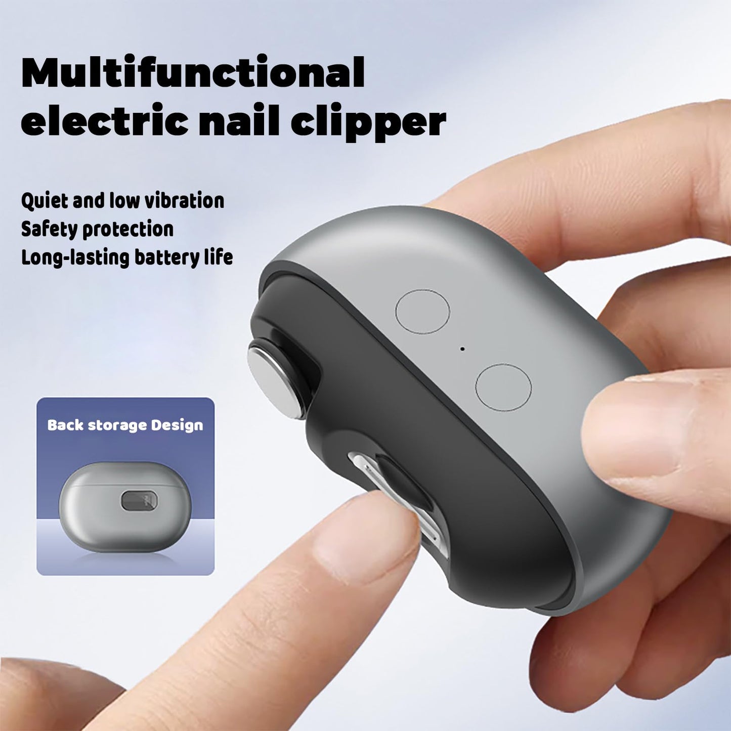 Fanyil Easyclip Smart Nail Clipper, Electric Nail Clipper for Seniors, 3 in 1 Automatic Electric Toenail Clippers for Thick Nails, Nail Care Tool with Led Light
