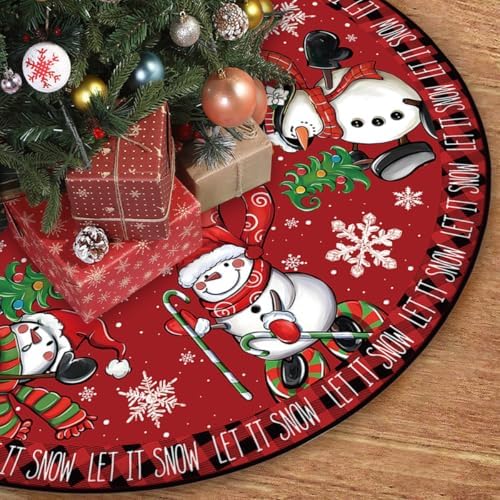 Christmas Tree Skirt 48 Inch Winter Xmas Snowman Home Party Decor