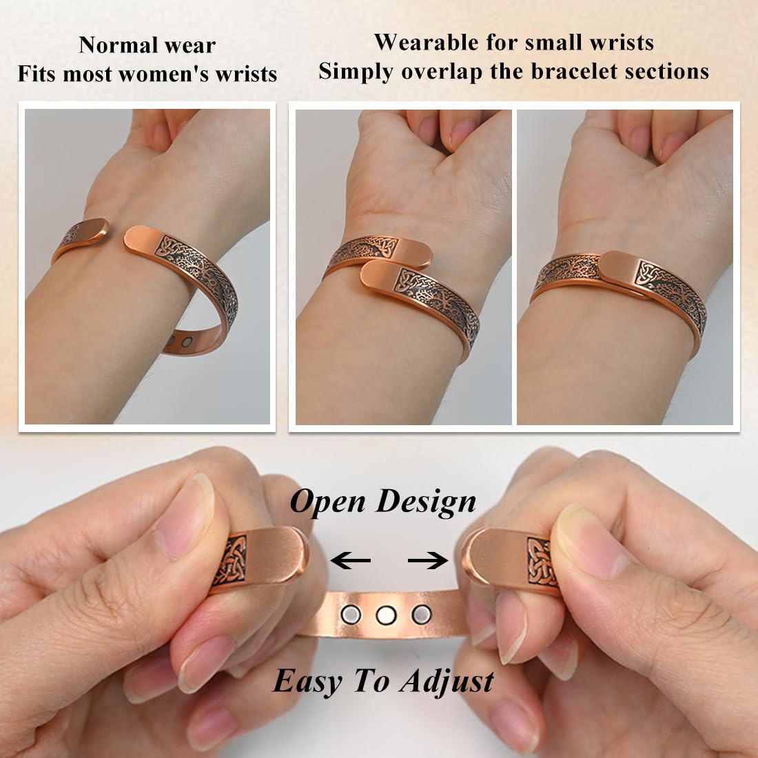 Vicmag Copper Magnetic Bracelet Women Men Magnetic Bracelets 100% Solid Pure Copper Gift