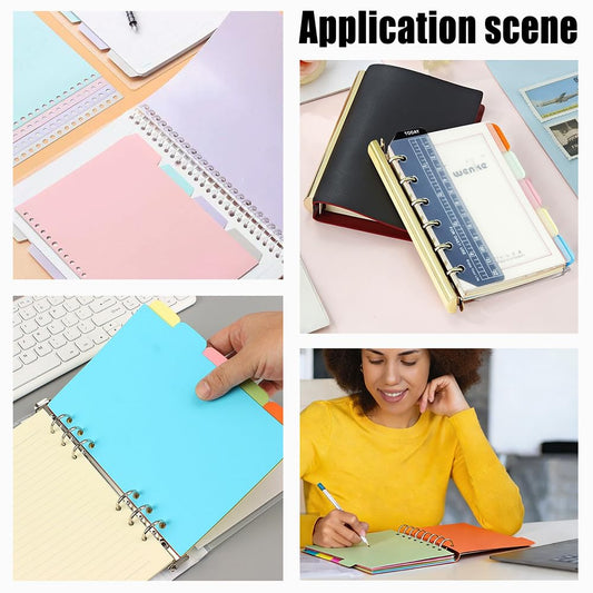 AHANDMAKER 8 Sets 6-Tab Binder Dividers, Multicolor Plastic Dividers with Tabs for 6 Ring Binders, A5 Sheets Insertable Index Page Divider for School Office Home Notebooks Planners Travel Diaries