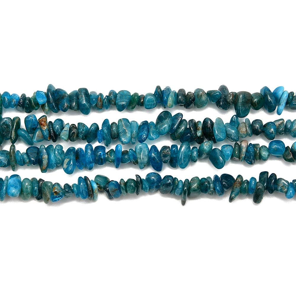 PLTbeads Gemstone Chips Natural Blue Apatite 3-5mm Healing Crystals Waist Bracelets Necklace Kit Irregular Stone DIY Crafts Design Jewelry Making Approxi 32 inch