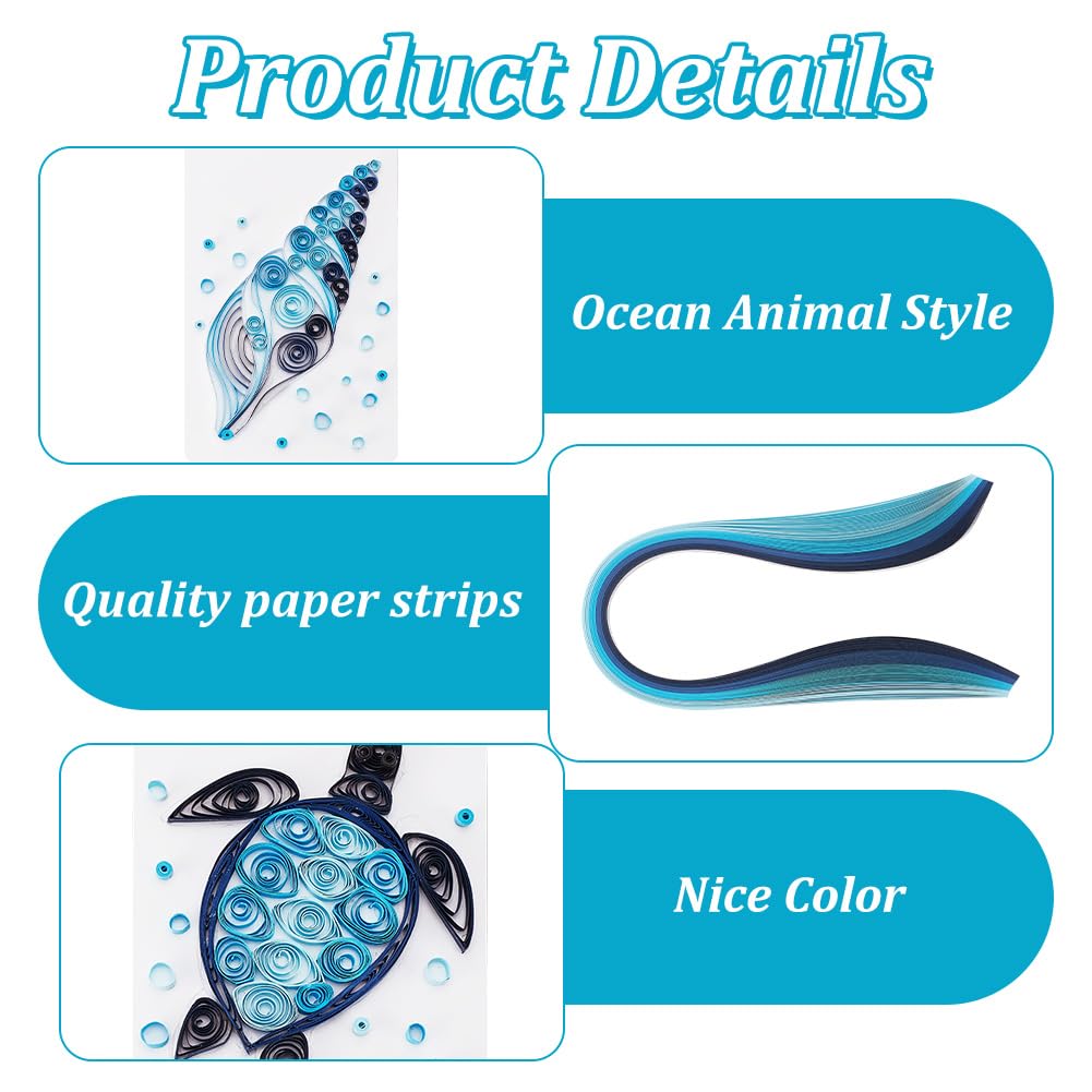 WEBEEDY Paper Quilling Kit 20 Sets DIY Sea Animals Paper Quilling Kit with Paper Quilling Strips Supplies Ocean Greeting Card Making Kits for Beginners DIY Handmade Crafts Home Room Wall Decor Gift