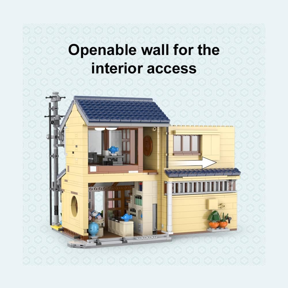 MISINI C66010W Japanese Tea House Building Blocks Set, MOC CADA Bricks Street View House Building Kit with Lighting Set, Awesome Building Toys Gift for Kids and Adults(1200 pcs)