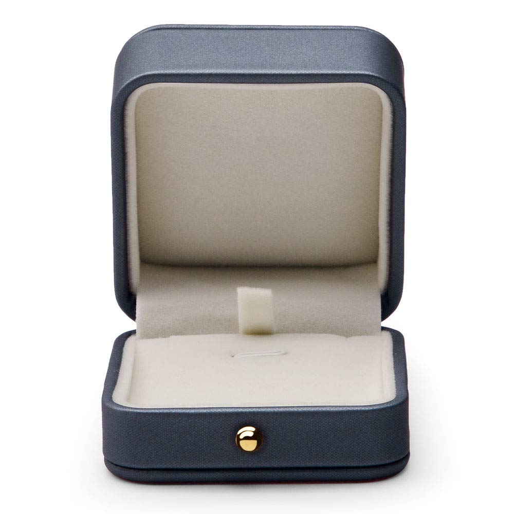 Oirlv Premium Leather Necklace Pendant Box Velvet Interior Jewelry Gift Box Long Chain Necklace Display Storage Case(Steel-blue)
