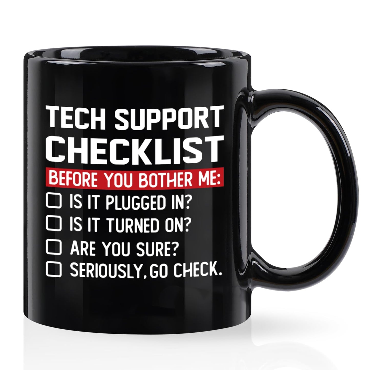 YHRJWN Tech Support Gifts Checklist Mug, Christmas Gifts for IT Tech Guys, Technicians, Programmers, Funny Gift for IT Lovers, Engineers - Computer Geek Novelty Cup Coffee Mug 11 Oz