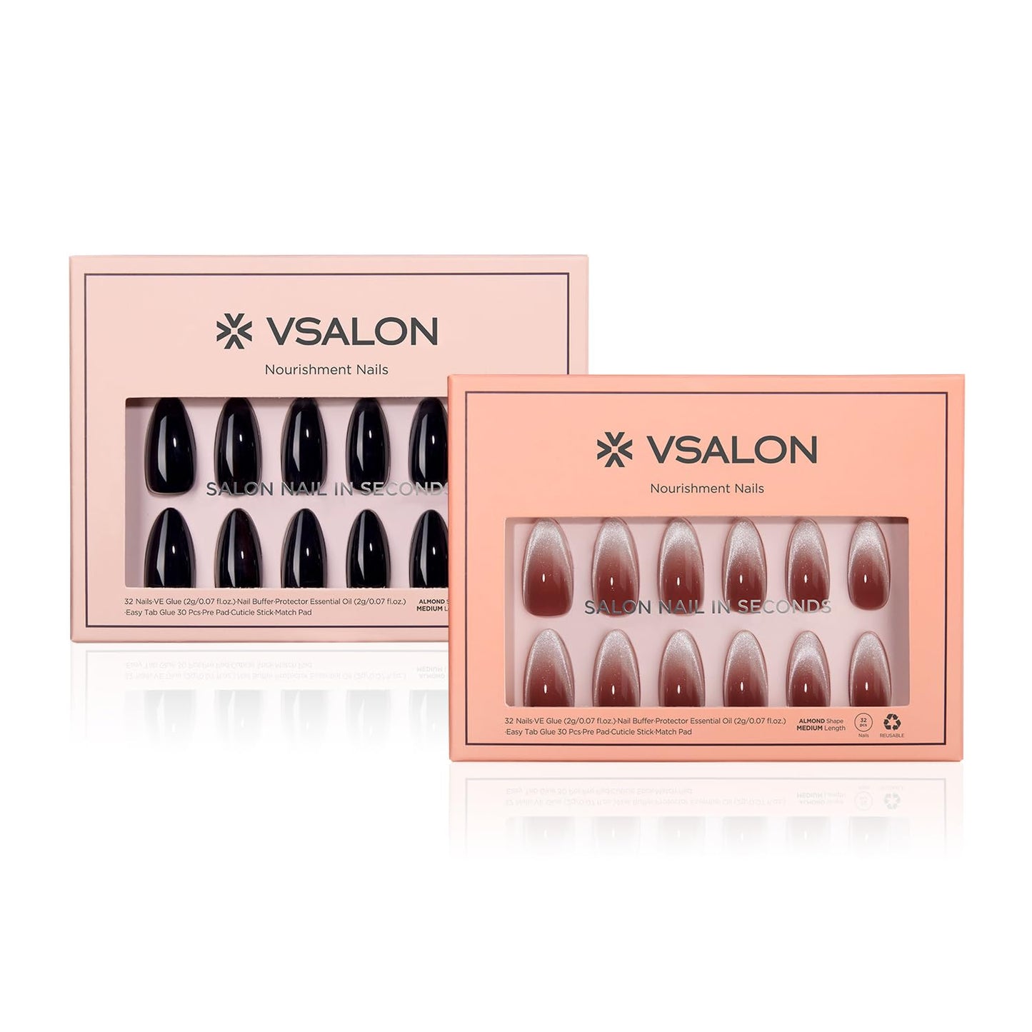 Vsalon Press on Nails - Halloween Nails Almond Medium Fake Nails for Party, Reusable Soft Gel Glue on Nails - 32PCS