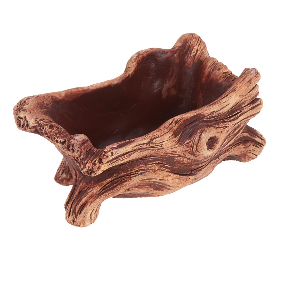 Desk Containers Driftwood Stump Log Concrete Planter Succulent Pot Flower Plant Pot Container for Indoor Outdoor Patio Decoration Brown Ornament Container