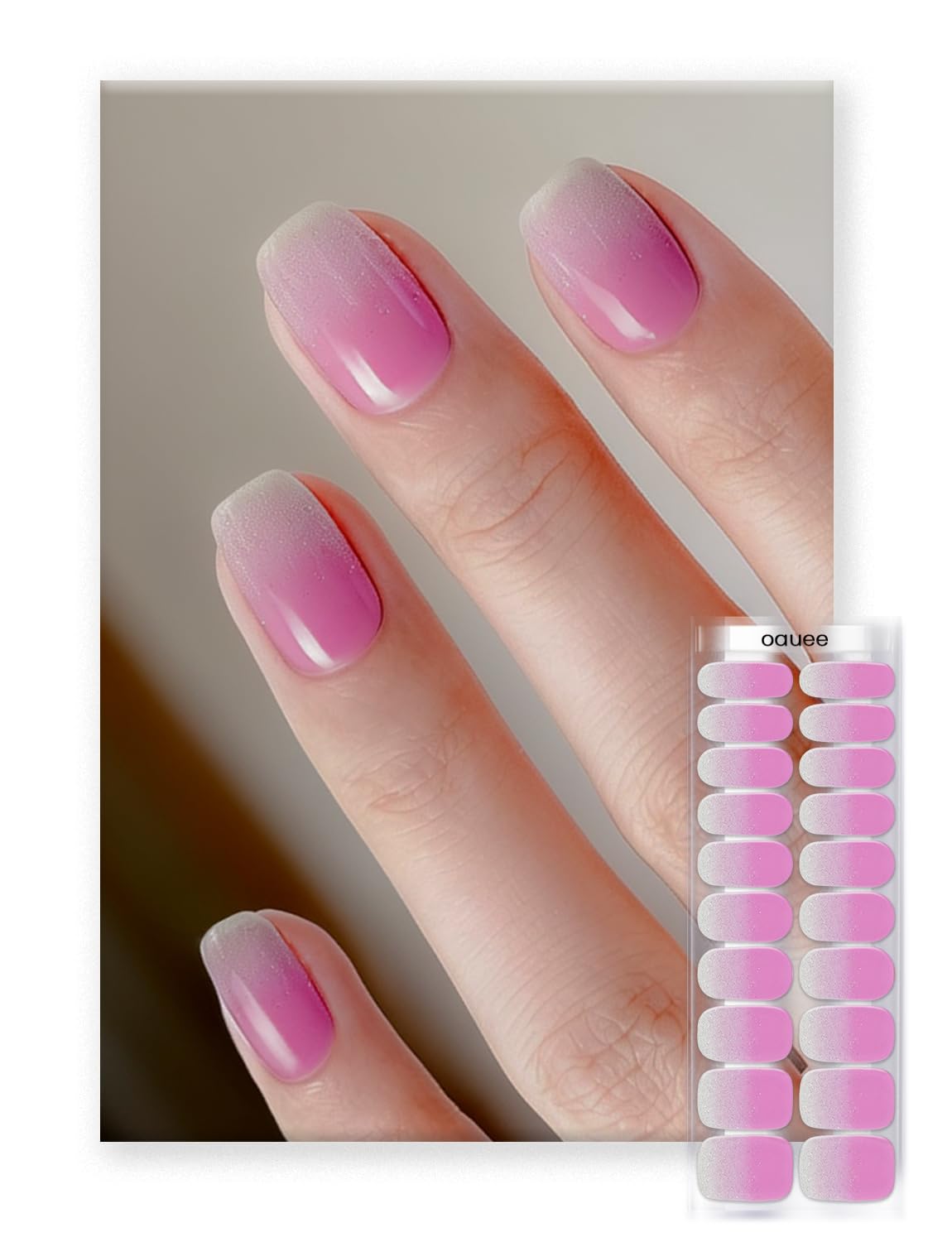 Oauee Semi Cured Gel Nail Strips | Built-In Gel Top Coat | UV Light Required | Salon Quality, Easy Application And Removal (Lilac Gleam)
