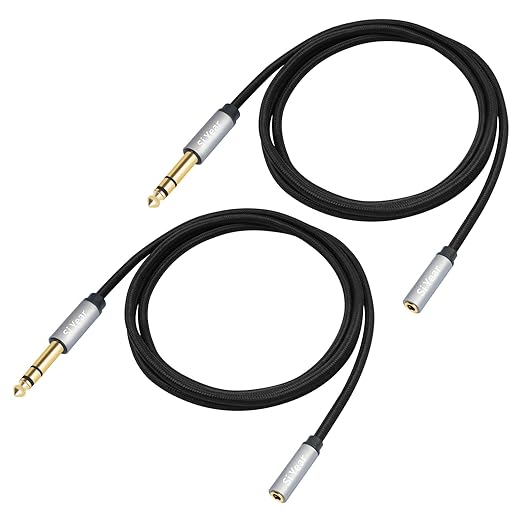 SiYear 1/4" to 3.5mm Headphone Extension Cable,5FT- 6.35mm Quarter inch Male to 1/8 inch Female Stereo Jack Audio Adapter for Amplifiers, Speaker, Guitar Amp,Home Theater, Mixing Console (1.5m-2PACK)