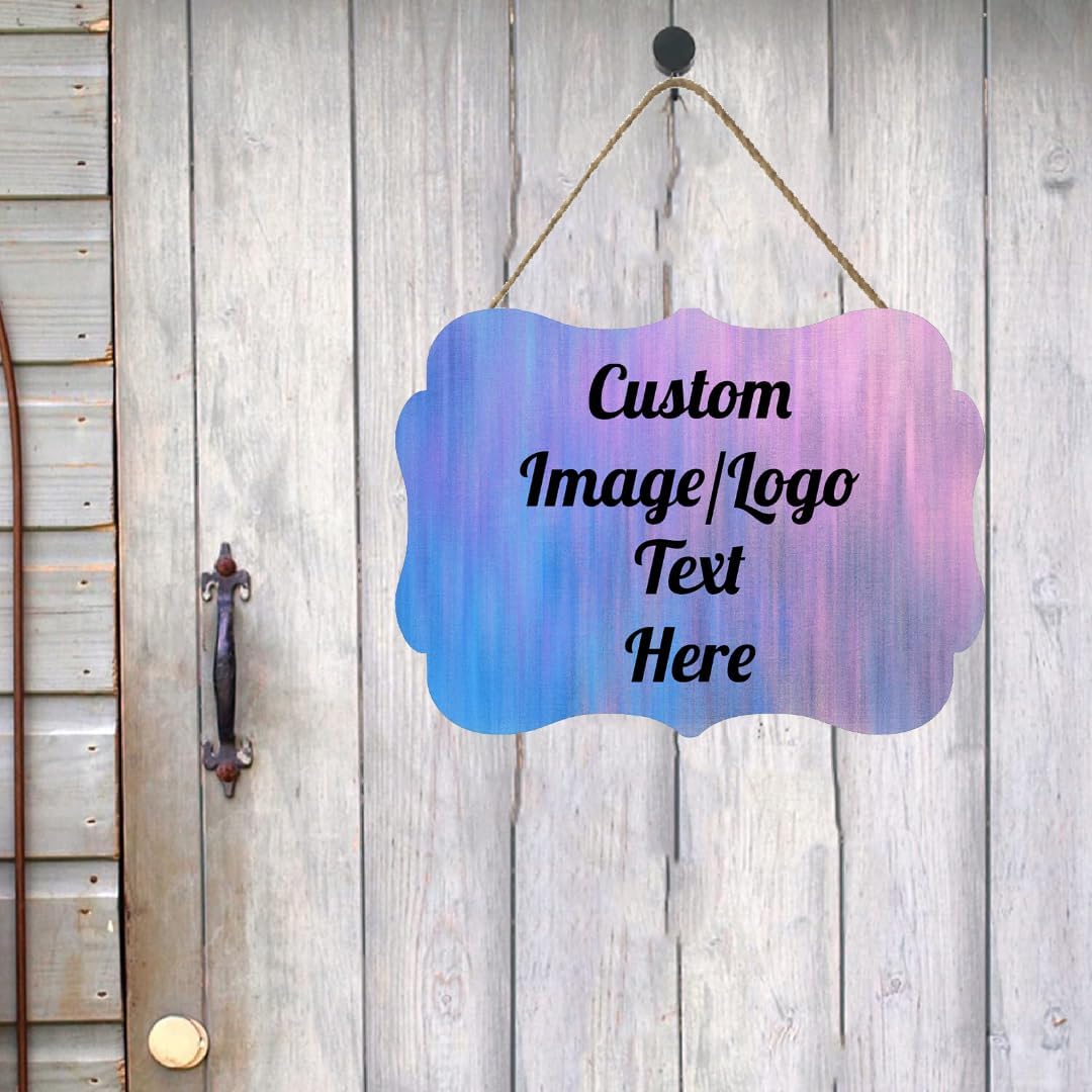 Personalized Wooden Welcome Sign Front Door Decor Personalized Home Sign Door Decorations Customized Image/Text Hanging Door Sign Farmhouse Decorations for Home Office 11.2 * 8 Inch