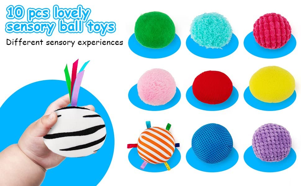 Baby Sensory Texture Ball Toy Set,10Pcs Montessori Toys for Babies 6-12 Months,Develop Fine Motor & Sensory Play for Newborns’ Early Learning,Fidget Stress Toys for Autism/Anxiety Relief.