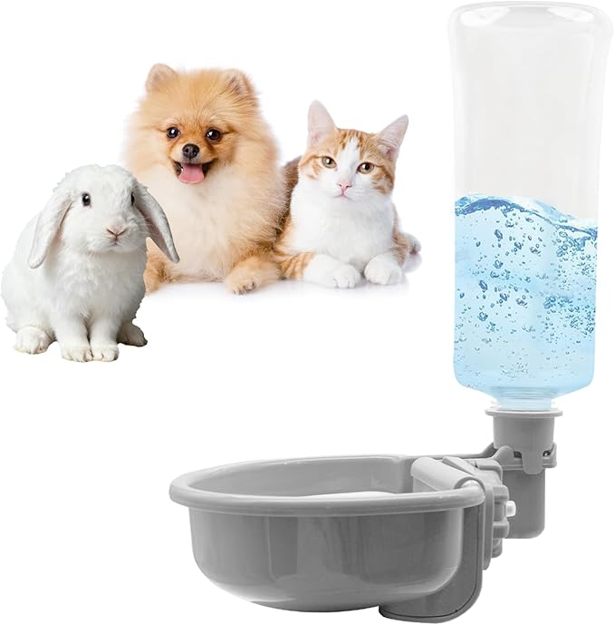 VANNON Gravity Pet Water Bowl, 16oz Anti-Splash Crate Dispenser, Blue