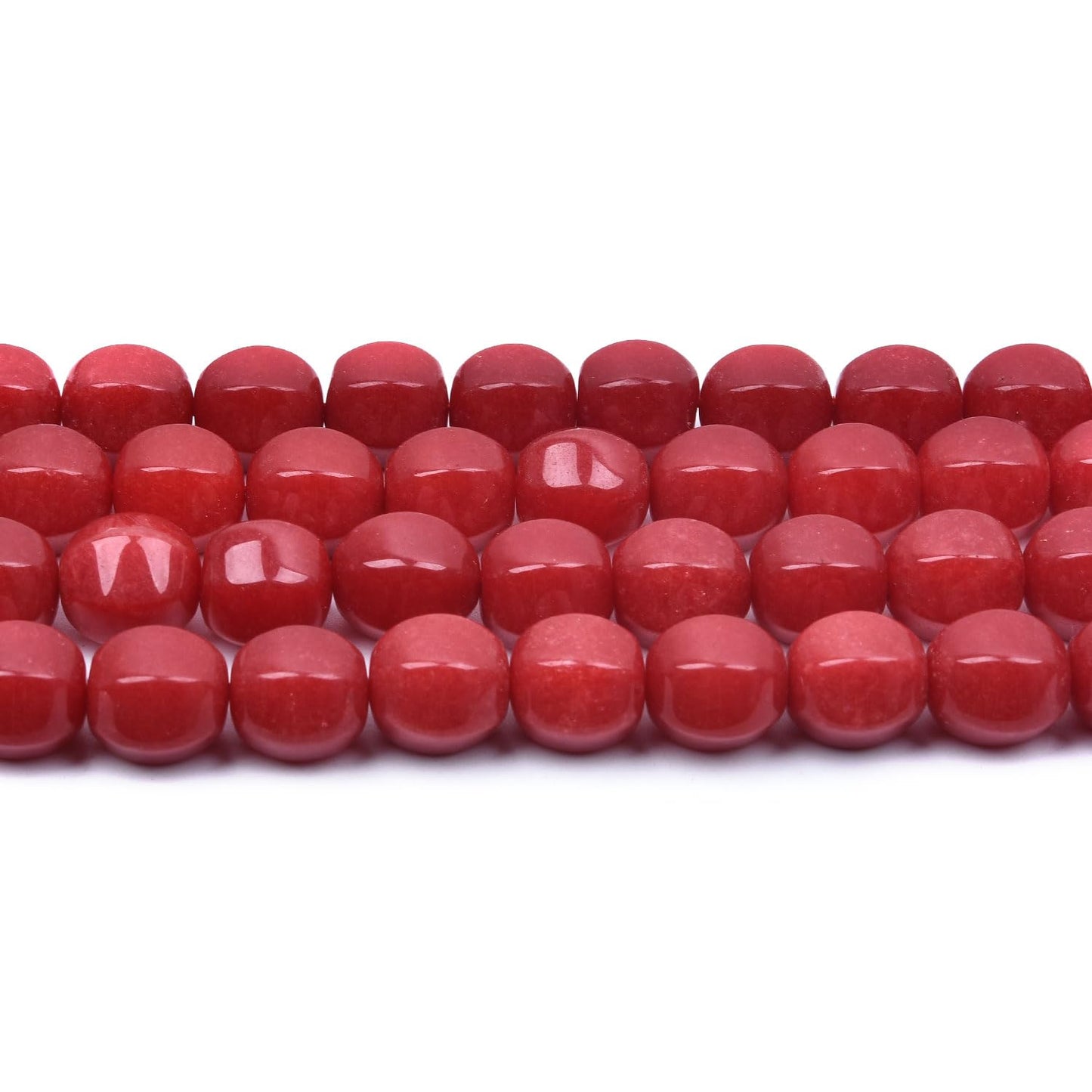 HAAMIIQII 12mm Red Jade Polygon Shape Stone Spacer Beads, Loose Gemstone Beads for Jewelry Making, DIY Bracelet, Necklace, Healing Crystal 15 Inch (30pcs)