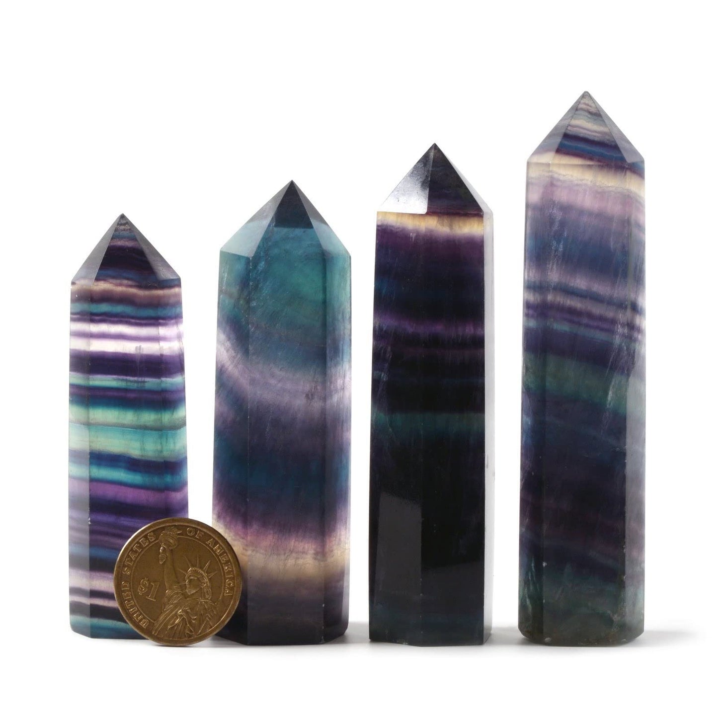 Large Rainbow Fluorite Crystal Tower Healing Crystal Wand For Spiritual Use Hexagonal Point Reiki Chakra Gemstone Home Office Decor