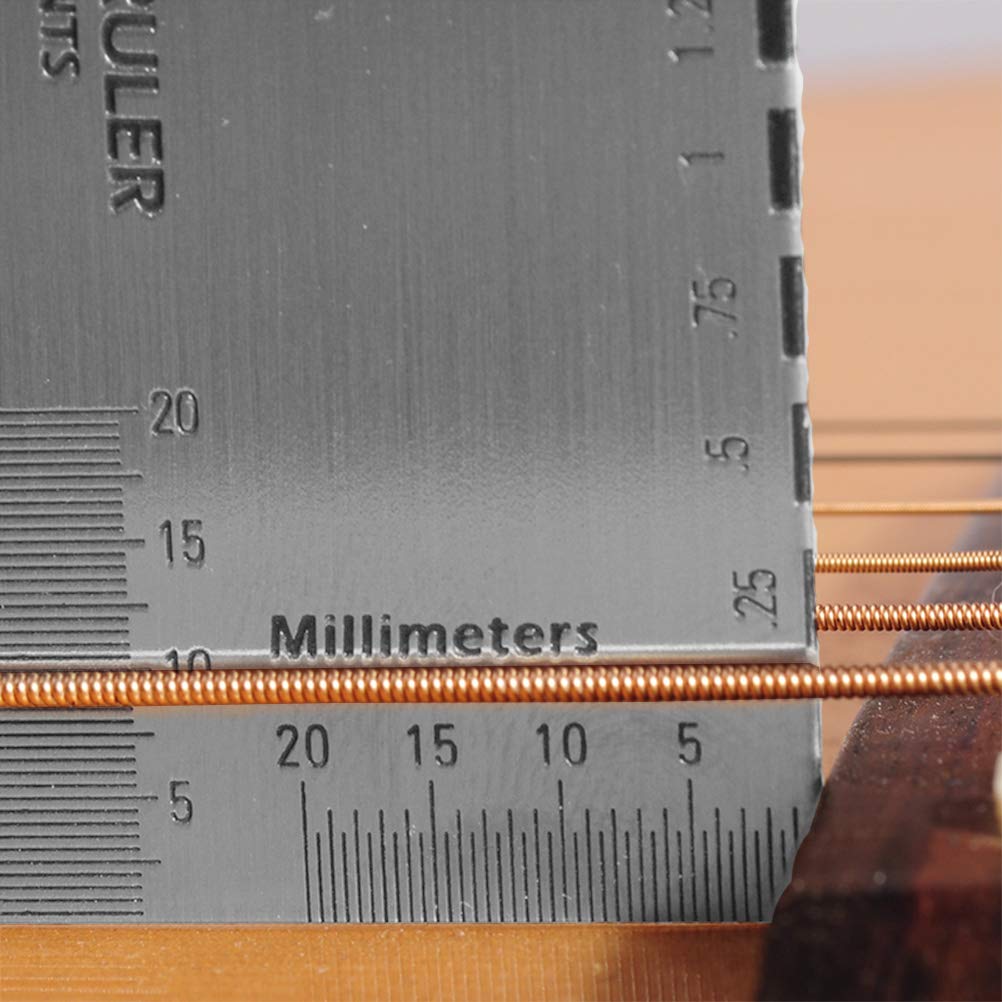 TIMESETL 32 Blades Steel Feeler Gauge Dual Marked Metric and Imperial Gap Measuring Tool + 9 Understring Radius Gauge Luthier Tools + String Action Ruler for Guitar and Bass Setup