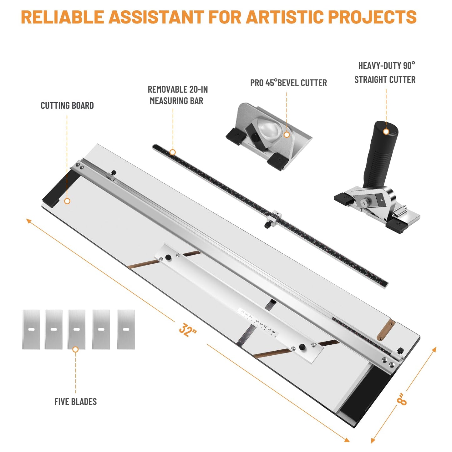 32in Mat Cutter for Framing with Precision Bevel & Straight Cutting Heads,Easy-to-Use Mat Board Cutter for Professional Picture Framing, Ideal for DIY Artwork, Crafts, and Home Décor Projects