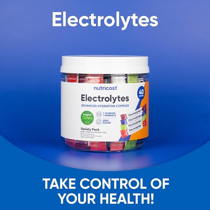 Nutricost Electrolytes Complex, Variety Pack Flavored, 40 Stickpacks - Advanced Hydration Complex