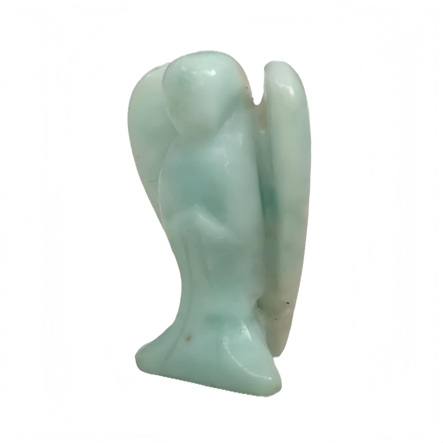 Afucats Natural Amazonite Healing Guardian Angel Indoor Decorative Stone,1.5 Inches Carving Pocket Palm Statue,Gift for Her Christmas Décor