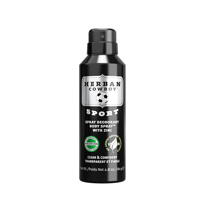 Herban Cowboy Dry Spray Deodorant Sport – 2.8 oz Men’s Dry Spray Deodorant Enhanced with Parsley, Rosemary & Sage No Parabens, No Phthalates & Certified Vegan (1 Pack, Sport)
