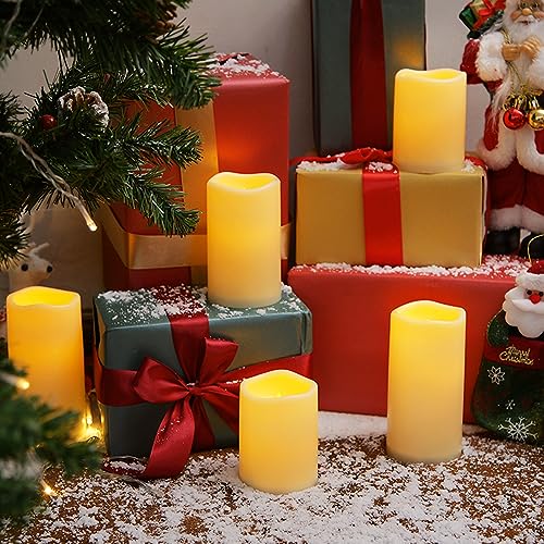 Homemory 9 Pack Flameless Candles, Outdoor Waterproof, Battery Operated LED Pillar Candles with Remote Control and Timer, Plastic, Long Lasting - size: Set of 9