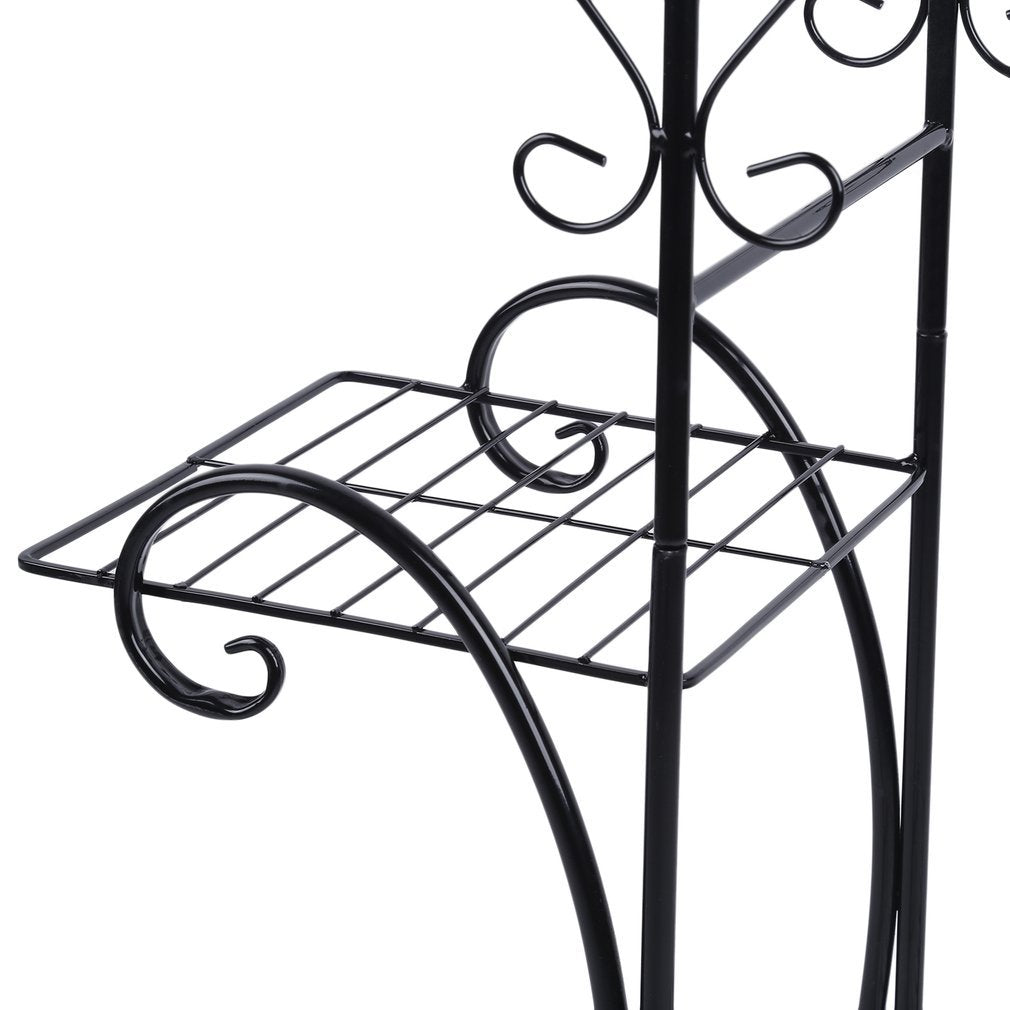 Homgrace 4 Tier Iron Plant/Flower Stand, Metal Standing Plant Display Rack for Garden/Patio (Black)