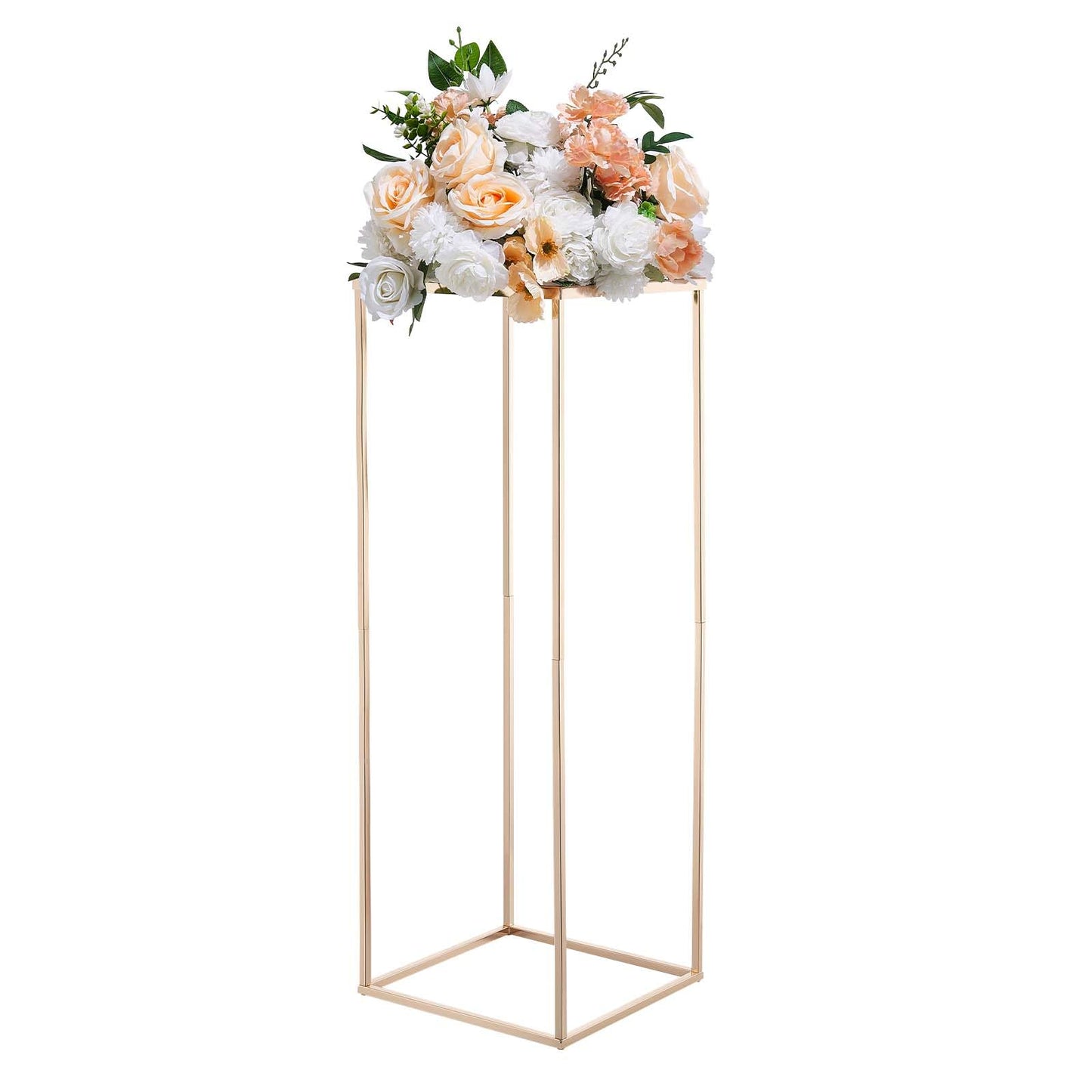 VEVOR Wedding Flower Stand, 10PCS 31.5-inch Column Flower Stand, Floral Stands with Metal Laminate, Rectangular Floral Display Rack for Wedding, Party, Birthday, Home,French Gold Centerpiece Stands