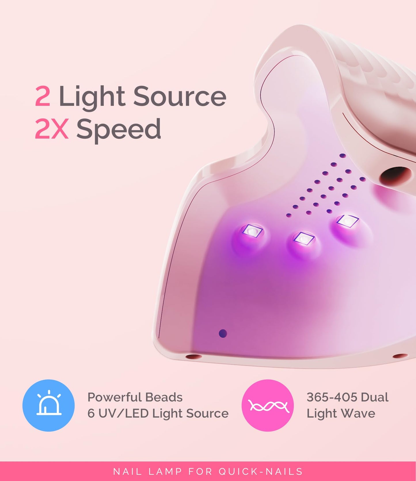 MelodySusie Mini LED UV Nail Lamp with Lightweight Design, P-ART06F Nail Dryer with Simple Button Control Cures All Soft Gels at Home, Especially Half-Cured Gel, Base Coat & Top Coat Pink