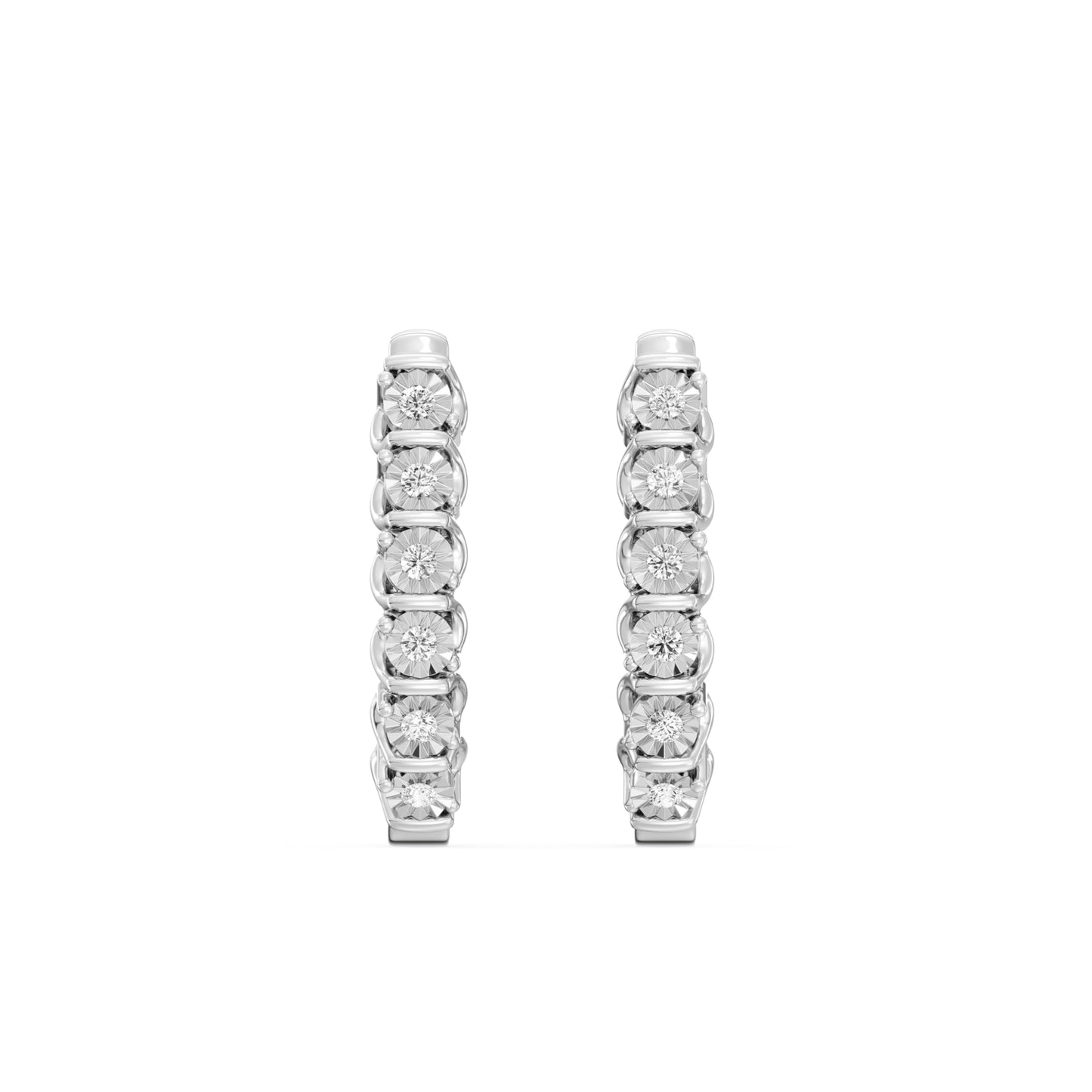 Gilded 1/10 ct. T.W. Lab Diamond (SI1-SI2 Clarity, F-G Color) and Sterling Silver Hinge Hoop Earrings