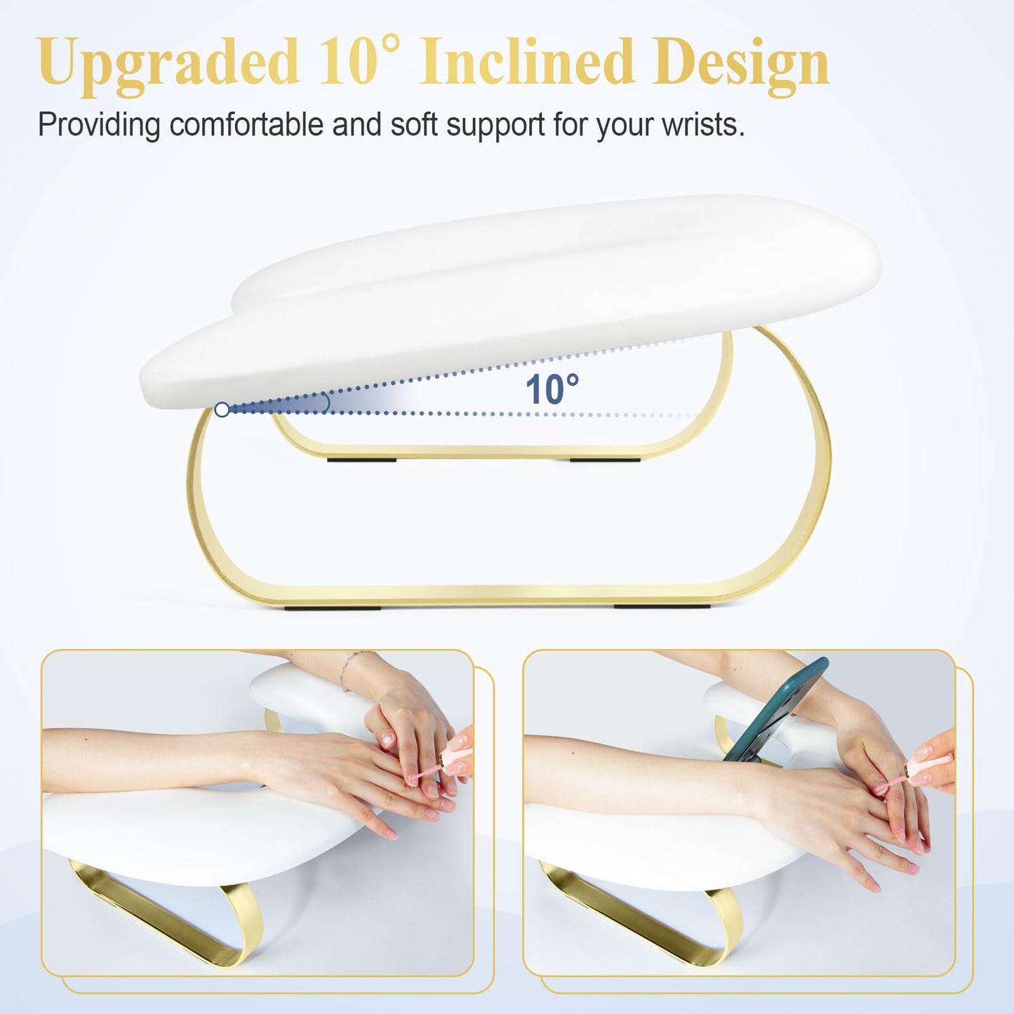 Nail Arm Rest with Rotating Phone Holder, Arm Rest for Nails Tech, PU Leather Nail Tech Arm Rest, U-Shaped Hand Rest for Nails Tech, Manicure Hand Rests for Foot Hand Stand, White