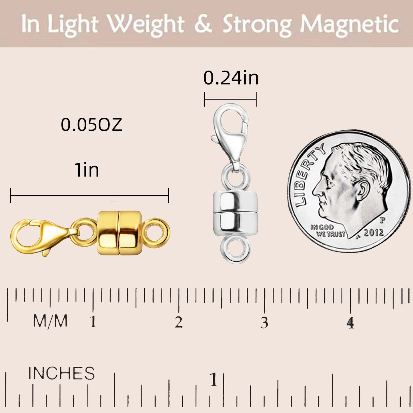 OHINGLT Magnetic Necklace Clasp Extra Strong, Gold Plated Magnet Jewelry Clasps Converters for Bracelet Necklaces Chain