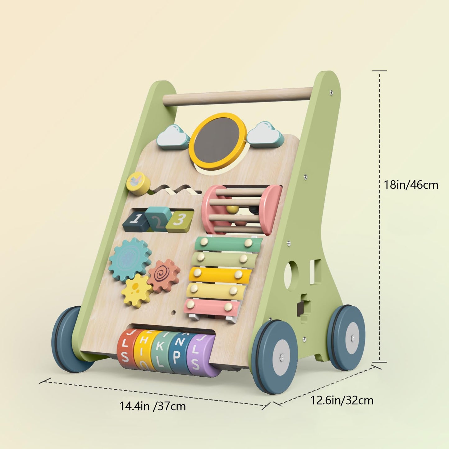 Bautia Wooden Baby Walker, Montessori Walker for Babies 6-12 Months, Push Walking Toys for 1 Year Old Learning to Walk
