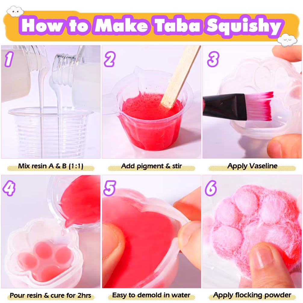 DIY Squishy Making Kit – 3 Molds for Hamster, Paw, & Animals, Complete Silicone Gel, Pigments & Crafting Tools for Keychains, Cake Toppers, and More