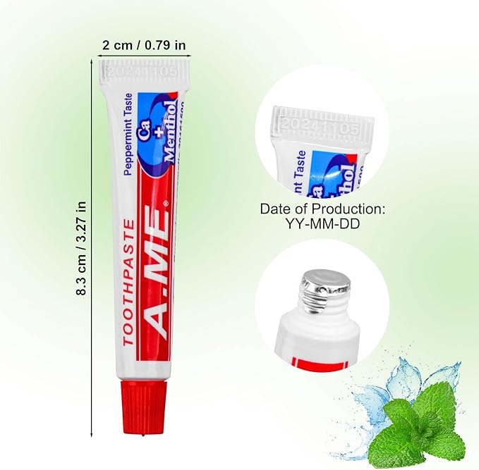 Travel Size Toothpaste Bulk, Disposable Small Portable Toothpaste, Travel Pocket Size for Vacation Hotel, Shelter/Homeless/Nursing Home/Charity Mini 0.35 oz (Pack of 60)