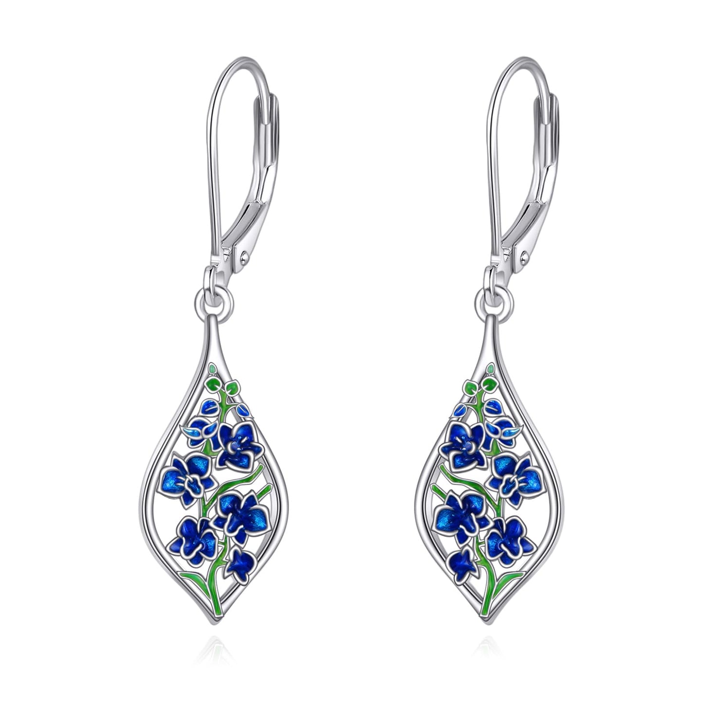 Orchid Earrings 925 Sterling Silver Enamel Flower Orchid Earrings for Women