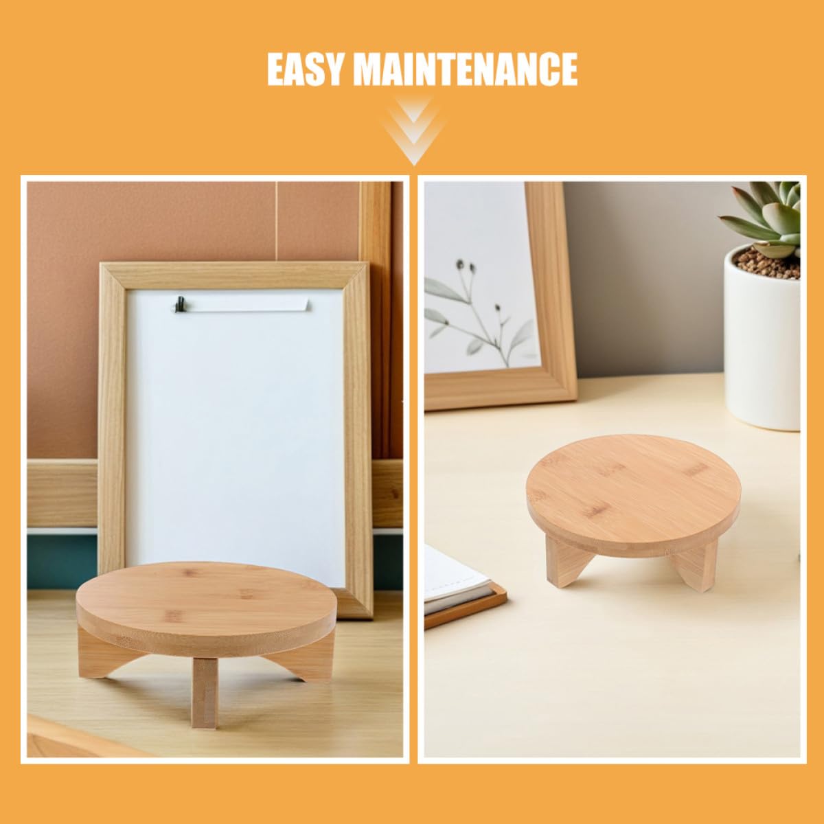 Sewroro Plant Stand Pedestal Riser 11.4-inch round Wooden Flower Pot Display Base Indoor Decorative Flower Stand for Tabletop Home Office