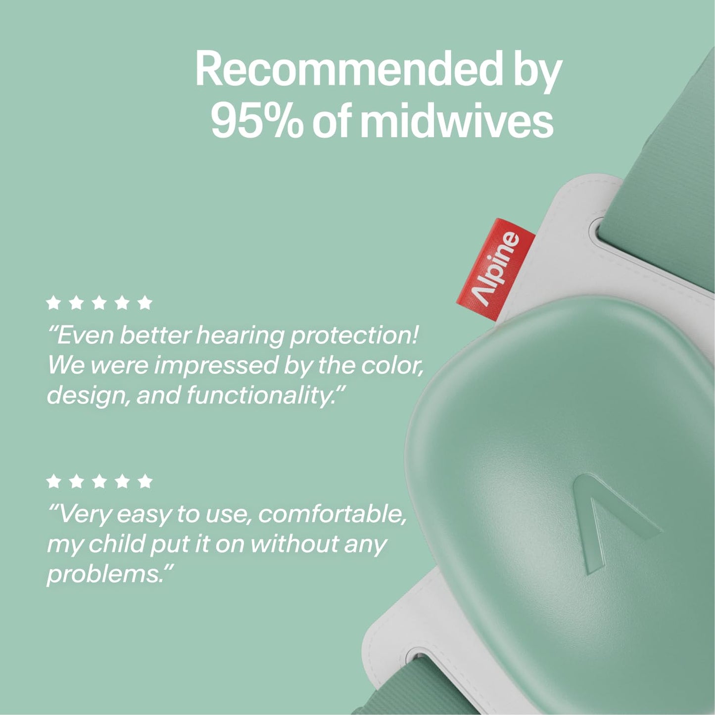 Alpine Muffy Baby Comfort - Protects Hearing for Babies and Toddlers - CE & ANSI Certified - Headband for Safe fit & Comfort - Adjustable for Ages 3-48 Months - 24dB Sound Reduction, Green