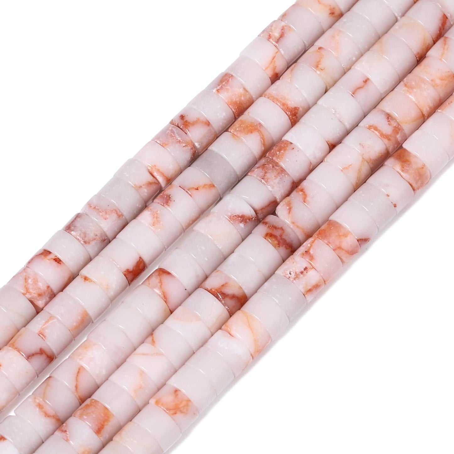 NITOPUPU 150Pcs 4×2mm Natural Red Web Jasper Spacer Stone Beads for Jewelry Making Supplies, Loose Semi Flat Round Gemstone Tube Beads for Bracelets DIY Crafts