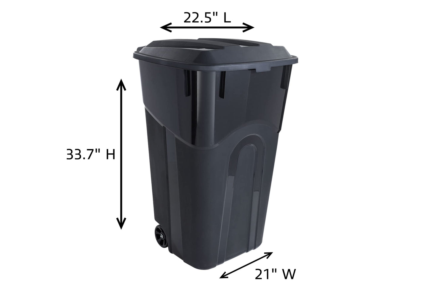 United Solutions 32 Gallon Wheeled Outdoor Garbage Can with Attached Snap Lock Lid and Heavy-Duty Handles, Black, Heavy-Duty Construction, Perfect Backyard, Deck, or Garage Trash Can, 2 Pack